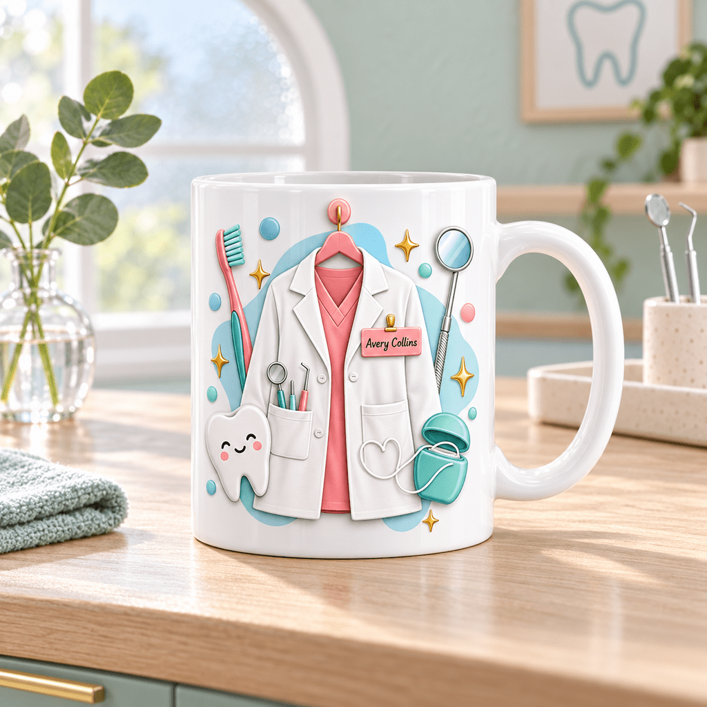 Ceramic Robe Personalized Dentist Lab Coat Tooth Ceramic Coffee Mug Dental Gift ...