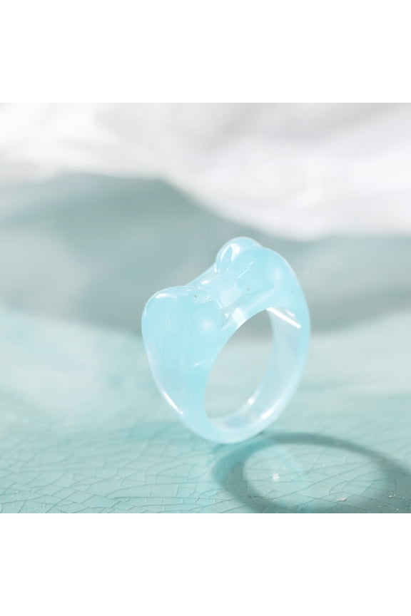 Womens Butterfly Resin Ring Personalized Jelly Color Bowknot Ring Retro Geometric Fashion Design Ring Cute Women Ring