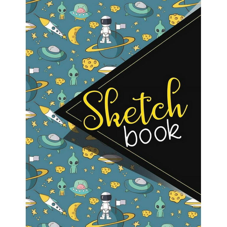 Personalized Designer Sketch Book, Cute Space Cover, 8.5 x 11 (Paperback)