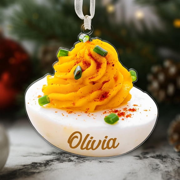 Personalized Deviled Egg Ornament – Funny Food Christmas Ornament, Custom Name Egg Lover Gift, Unique Foodie Tree Decor 2025