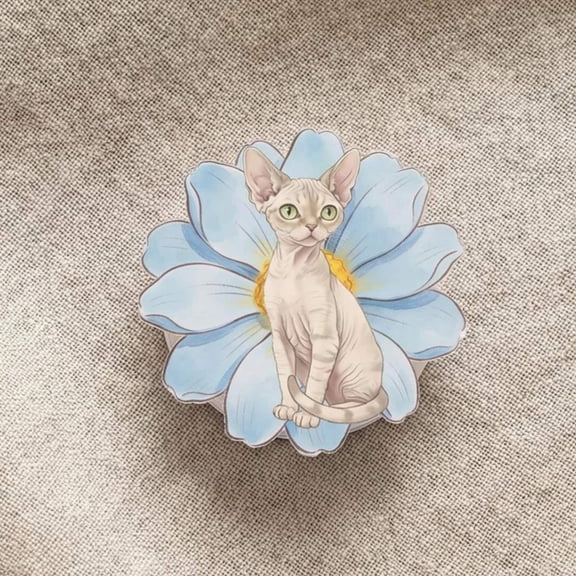 Personalized Devon Rex Cat Phone Grip, Floral Acrylic Mag Safe Phone Holder, Phone Pop Stand, Aesthetic Cat Lover Gift