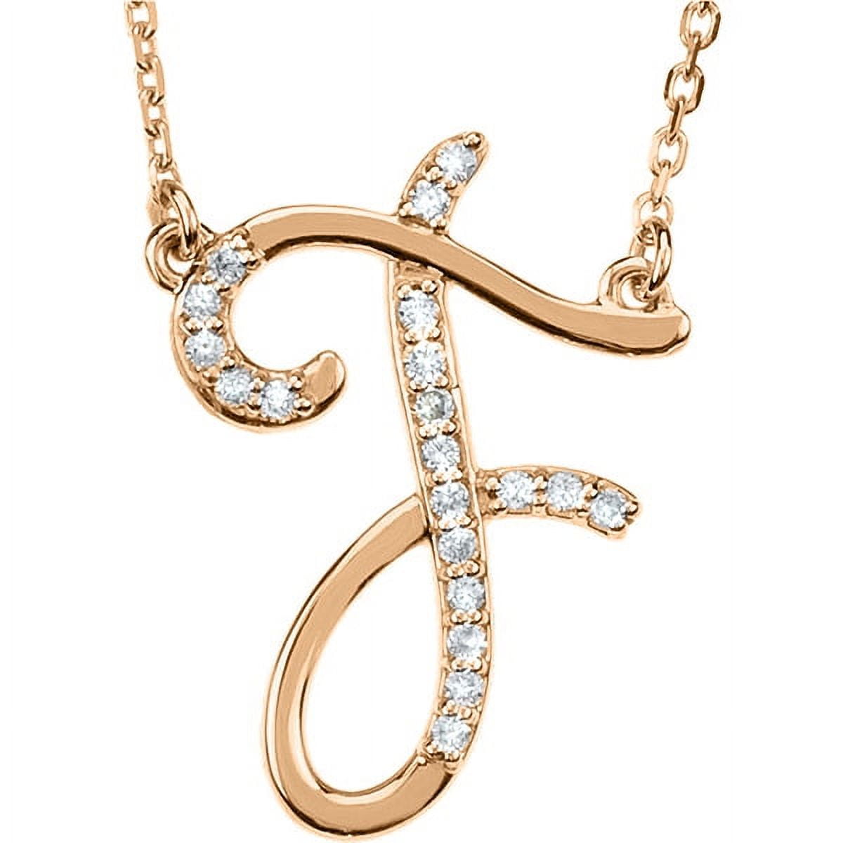 Personalized Diamond Cursive Initial Pendant Necklace 14k Rose Gold ...