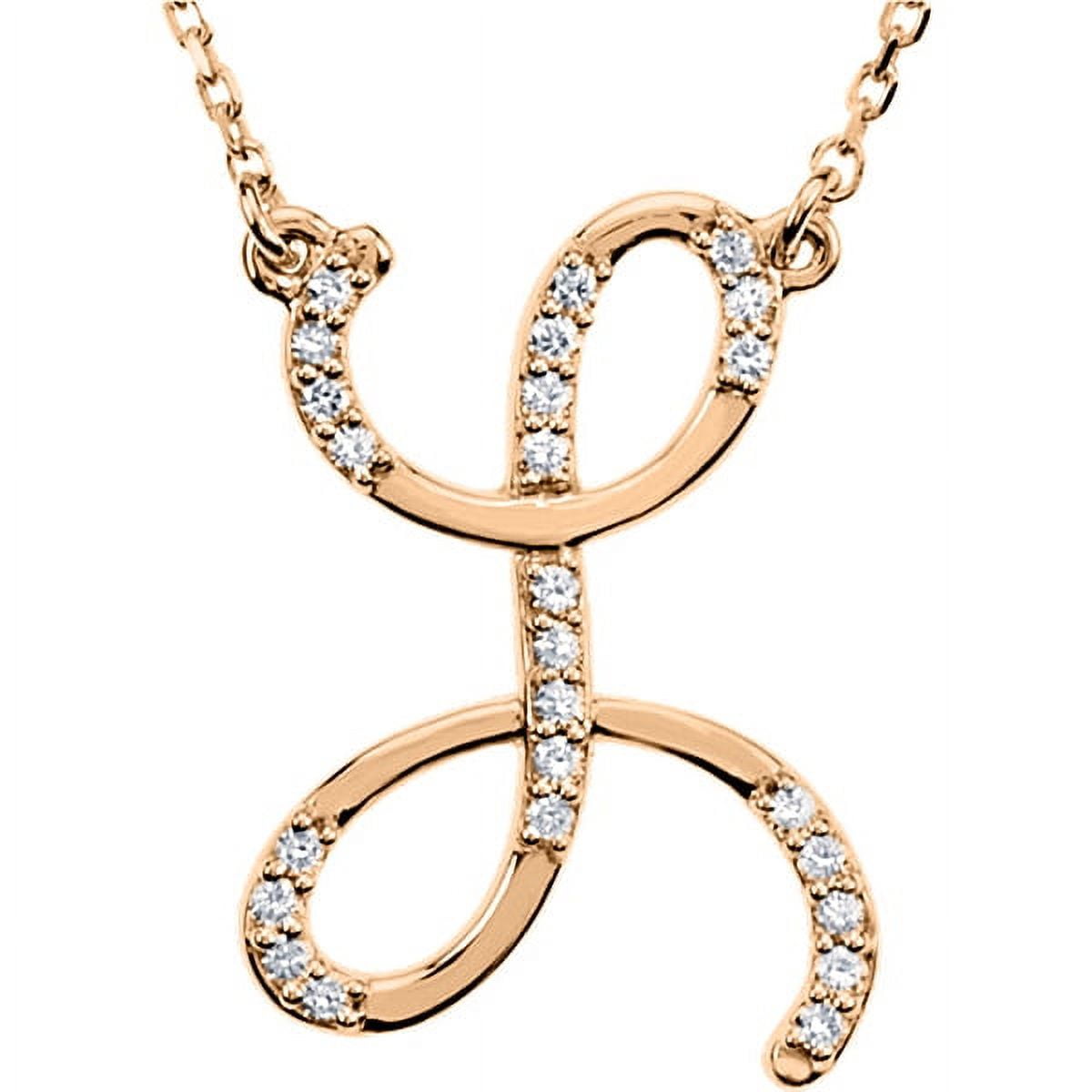 Personalized Diamond Cursive Initial Pendant Necklace 14k Rose Gold ...
