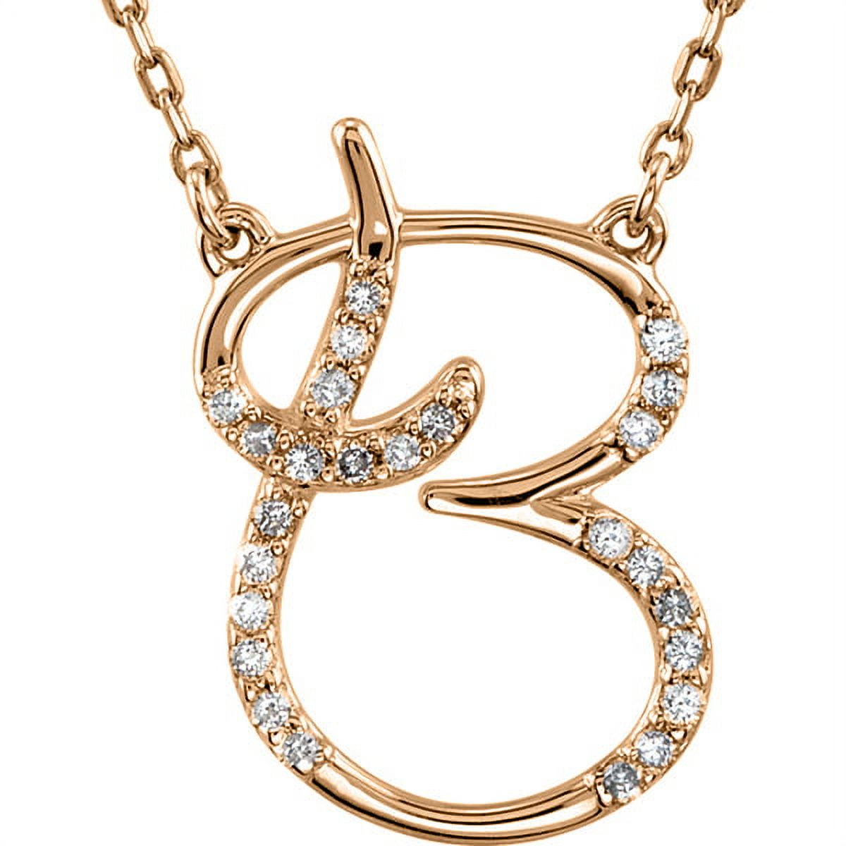Personalized Diamond Cursive Initial Pendant Necklace 14k Rose Gold ...