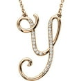 thumbnail image 1 of Personalized Diamond Cursive Initial Pendant Necklace 14k Rose Gold, 1 of 1