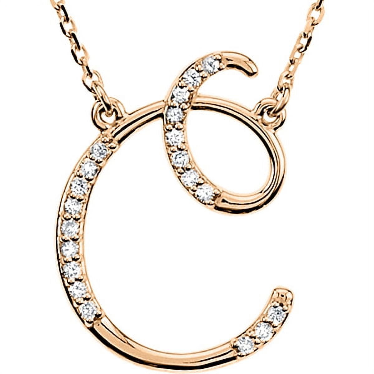 Personalized Diamond Cursive Initial Pendant Necklace 14k Rose Gold ...