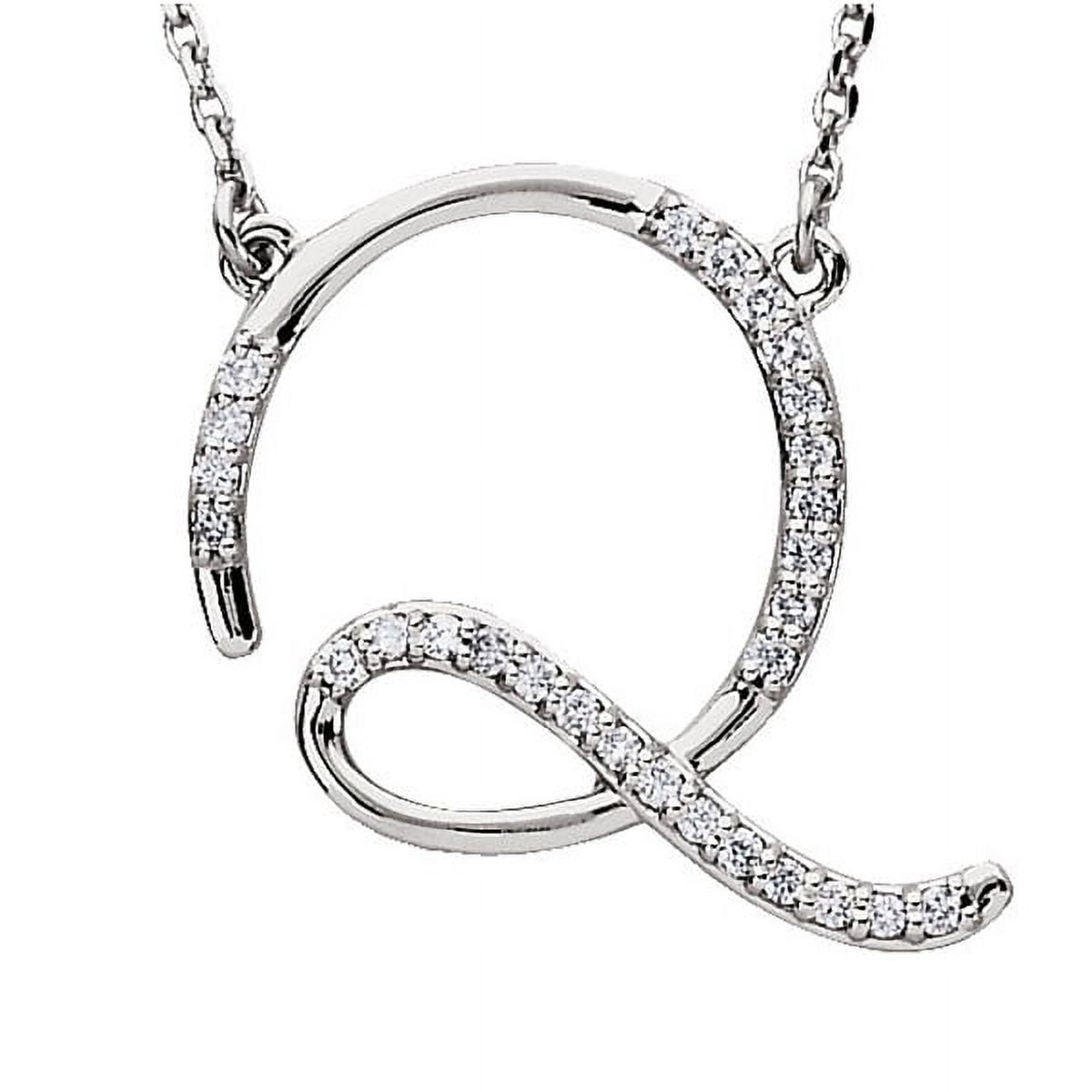 Personalized Diamond Cursive Initial Pendant Necklace 14k White Gold ...