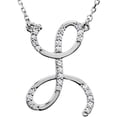 thumbnail image 1 of Personalized Diamond Cursive Initial Pendant Necklace 14k White Gold, 1 of 2