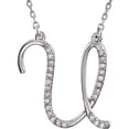 thumbnail image 1 of Personalized Diamond Cursive Initial Pendant Necklace 14k White Gold, 1 of 2