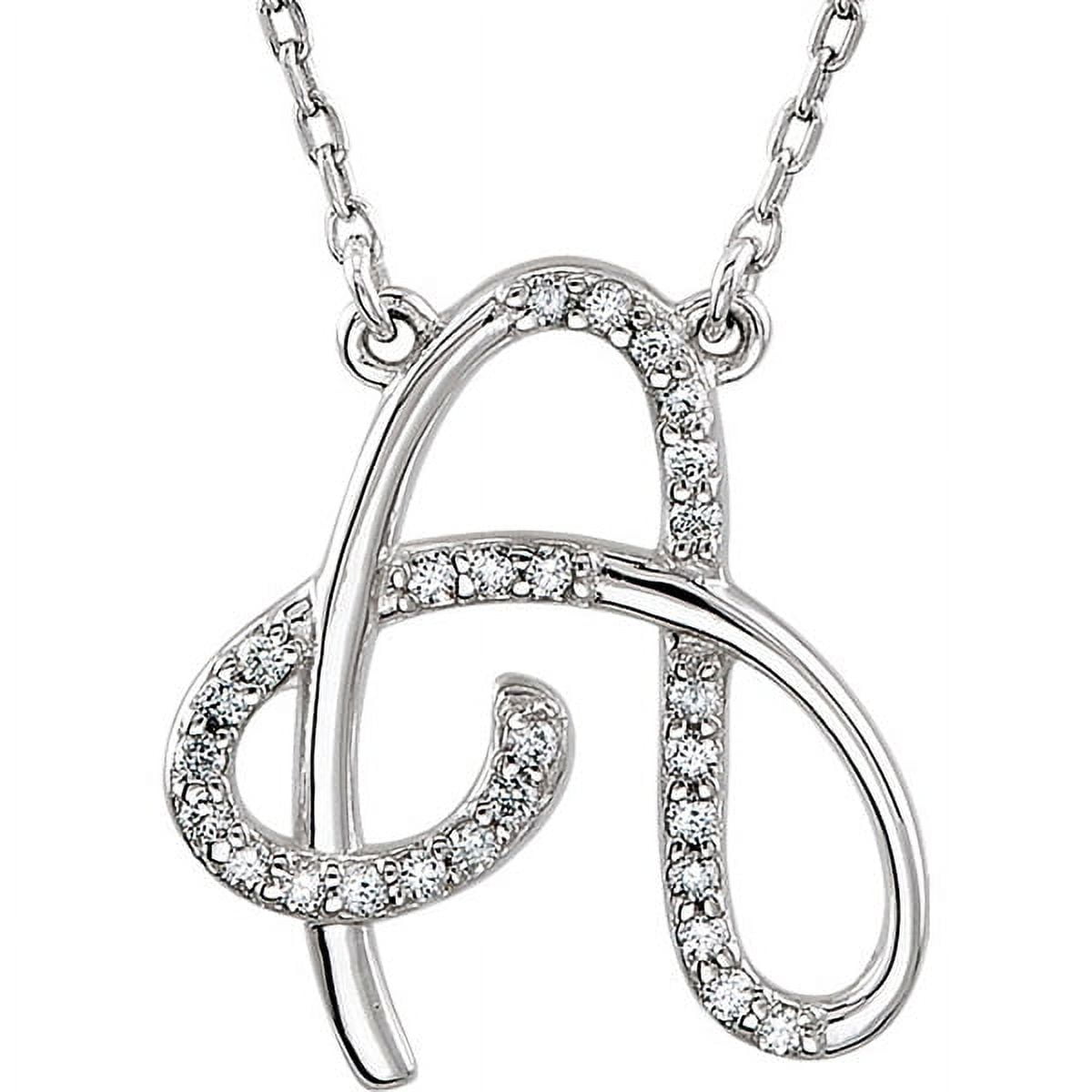 Personalized Diamond Cursive Initial Pendant Necklace 14k White Gold
