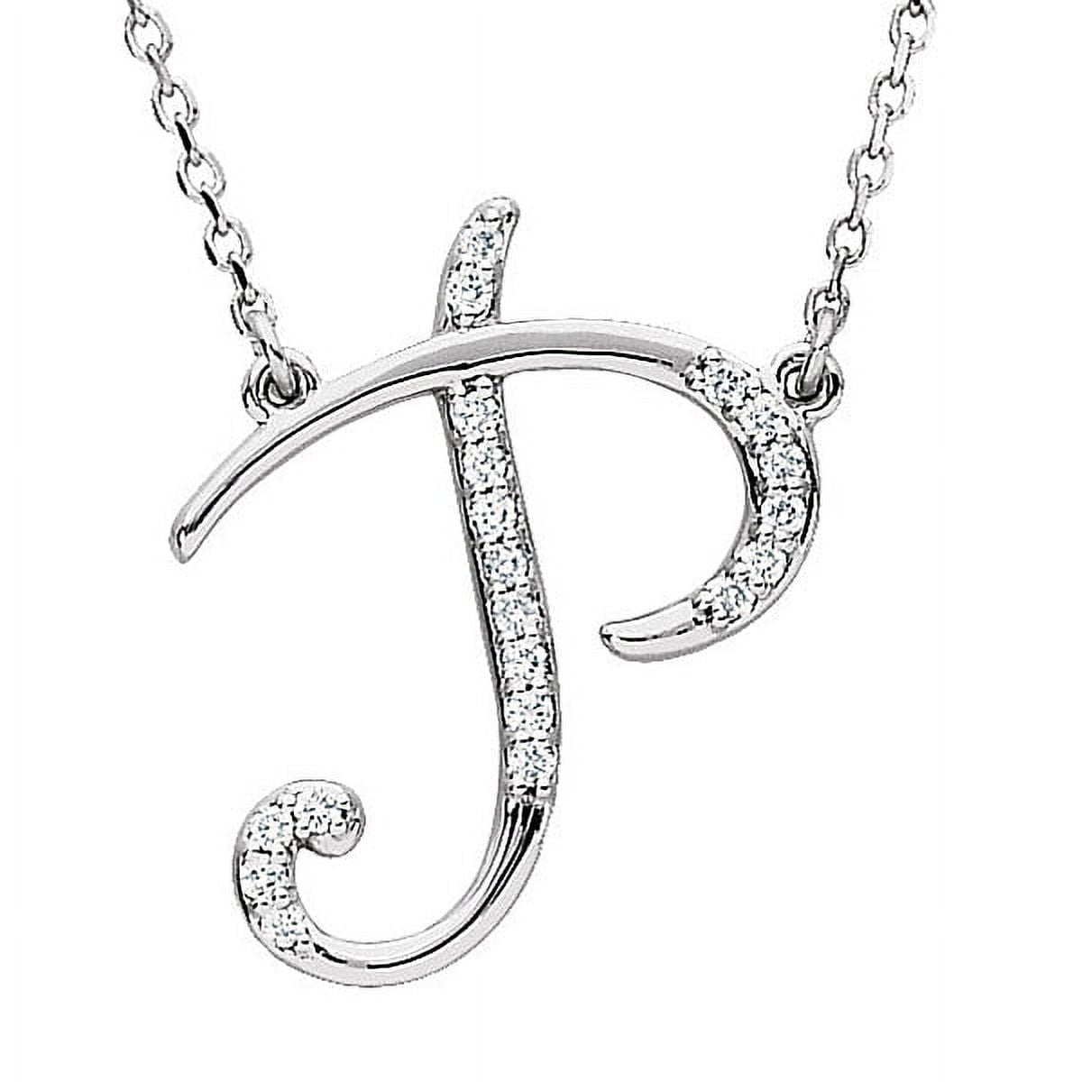 Personalized Diamond Cursive Initial Pendant Necklace 14k White Gold ...