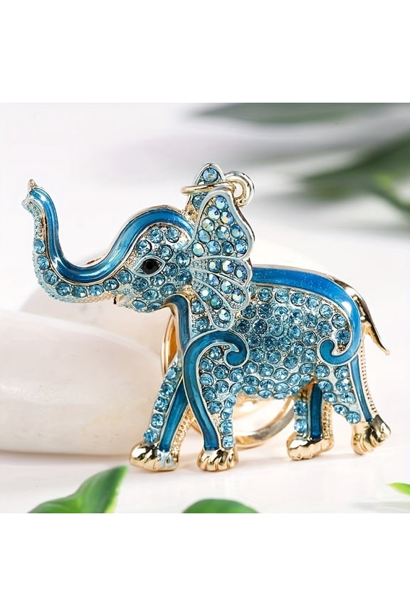 Personalized Diamond Inlaid Elephant Keychain. Car Keychain Pendant