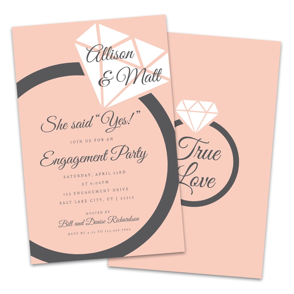 Personalized Diamond Ring Engagement Party Invitations
