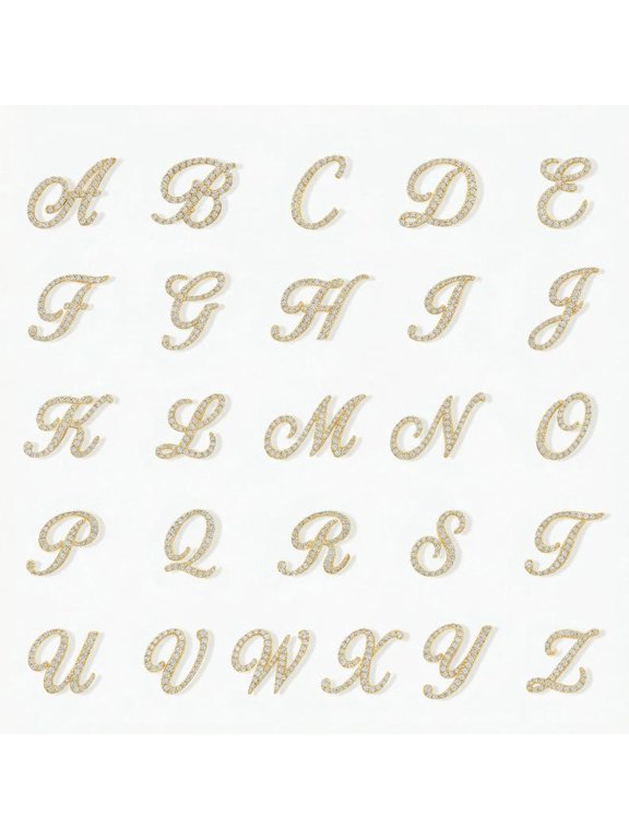 Personalized Diamond Script Initial Necklace, Cursive Lab Created Diamond 14K Gold Plated 925 Sterling Silver Letter Pendant, Custom Gift for Her