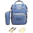 thumbnail image 1 of Personalized Diaper Bag Knapsack Backpack Monogram Baby Bag Blue, 1 of 6