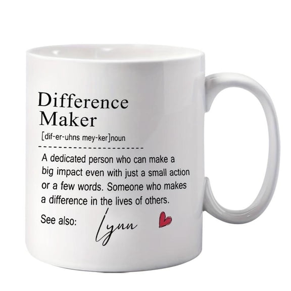 Personalized Difference Maker Ceramic Mug Custom Name Reusable Washable Ideal Teachers Mentors Colleagues Adds a Touch of Personalization to a Great T
