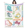 thumbnail image 1 of Personalized Dinosaur Blanket for Kids, Custom Dino Throw Blanket with Name for Boys and Girls, Toddler Bed, Room & Bedroom Decor, Unique Blankets for Children, 1 of 6
