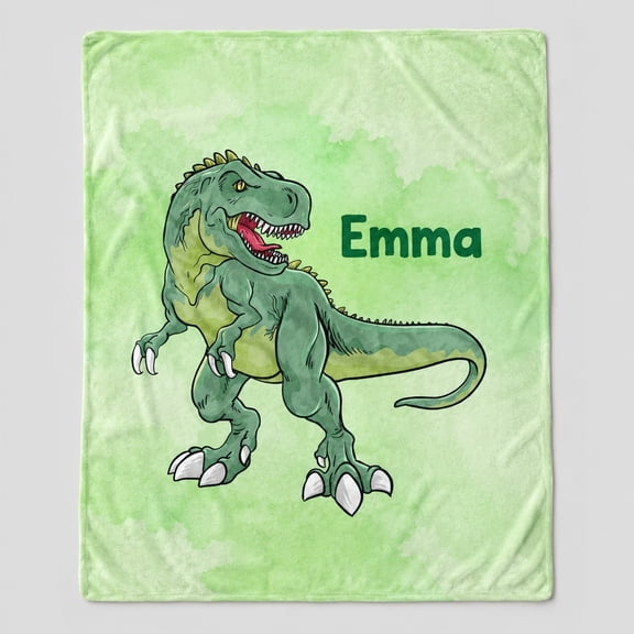 Personalized Dinosaur Fleece Blanket, Custom Name 3D Print Polyester Throw Blanket, 280 GSM, Multiple Sizes