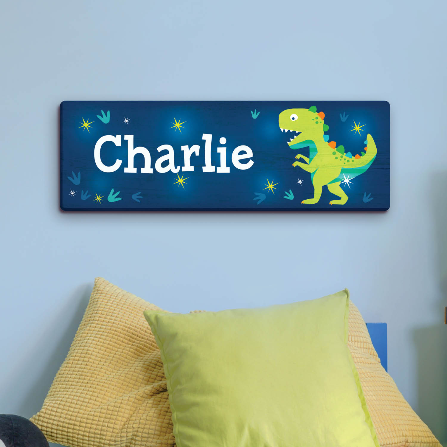 Personalized Dinosaur LED Canvas Print, 9x27