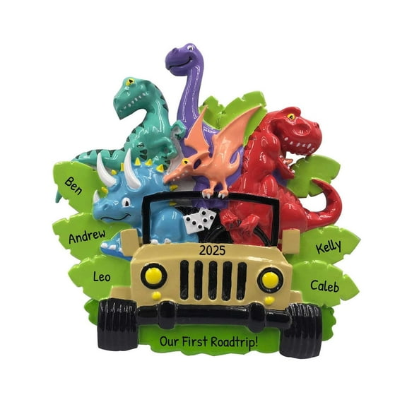 Personalized Dinosaur Ornament Family of 5 Christmas Tree Ornament 2024 -Ornaments by Elves
