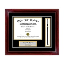 Personalized Diploma Frame with Tassel and Double Matting for 8.5" x 11" Tall Diploma with Cherry 1.5" Frame