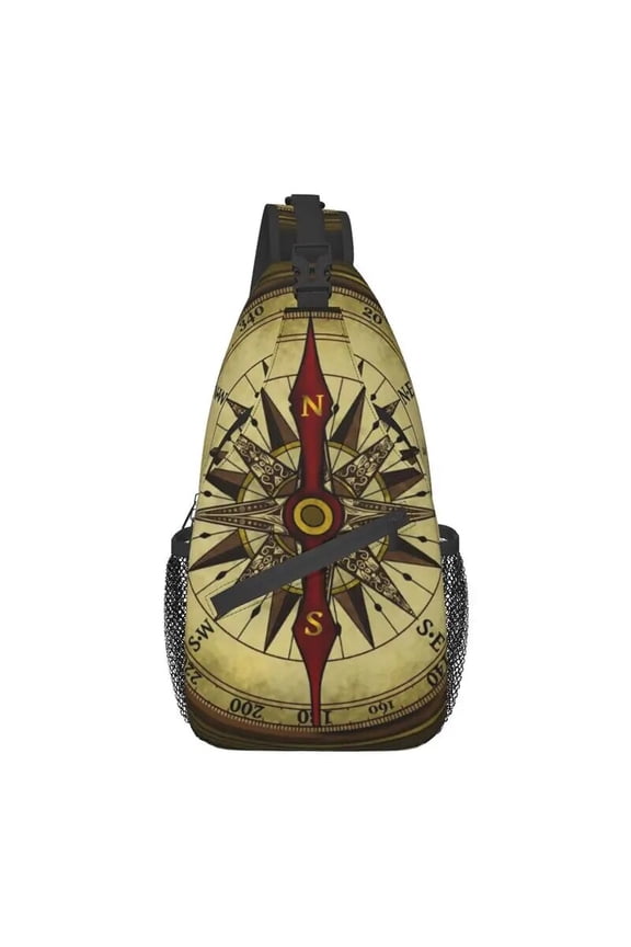 Personalized Direction Compass Sling Bag for Men Cool l Shoulder Chest Crossbody Backpack Cycling Camping Daypack