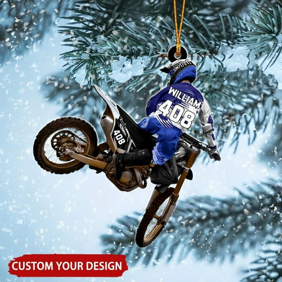 Personalized Dirt Bike Acrylic Ornament, Dirt Bike Christmas Ornament 2025, Dirt Bike Player Ornament, Dirt Bike Tree Decor, Motocross Dirt Biker Ornaments for Christmas Tree (Style 4) - 3594
