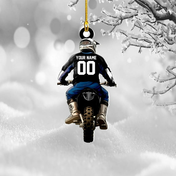 Personalized Dirt Bike Acrylic Ornament, Dirt Bike Christmas Ornament 2025, Dirt Bike Player Ornament, Dirt Bike Tree Decor, Motocross Dirt Biker Ornaments for Christmas Tree (Style 2) - 3593 (Black)