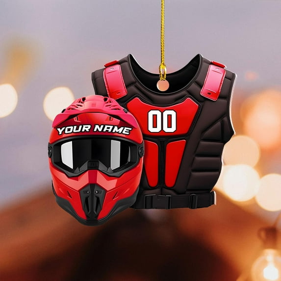 Personalized Dirt Bike Acrylic Ornament, Dirt Bike Christmas Ornament 2025, Dirt Bike Player Ornament, Dirt Bike Tree Decor, Motocross Dirt Biker Ornaments for Christmas Tree (Style 8) - 3604 (Red)