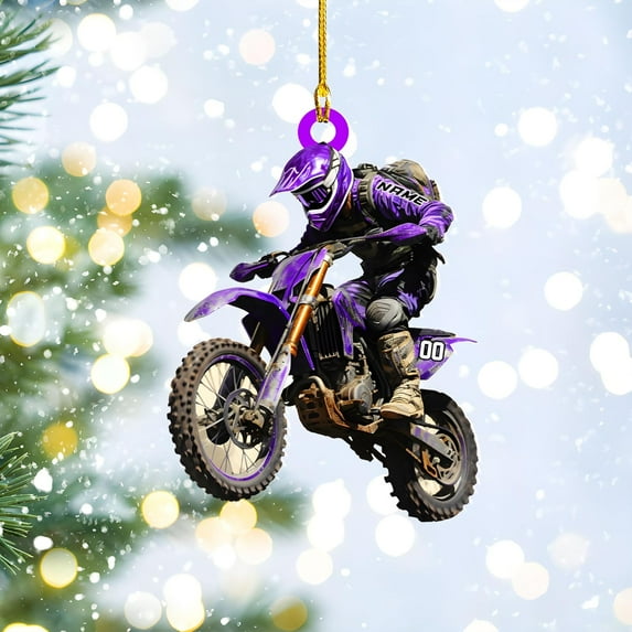 Personalized Dirt Bike Acrylic Ornament, Dirt Bike Christmas Ornament 2025, Dirt Bike Player Ornament, Dirt Bike Tree Decor, Motocross Dirt Biker Ornaments for Christmas Tree (Style 5) - 3595 (Purple)