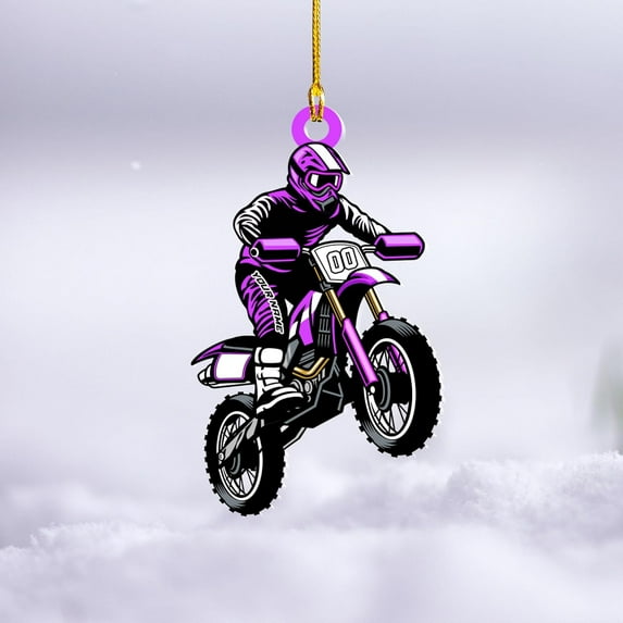 Personalized Dirt Bike Acrylic Ornament, Dirt Bike Christmas Ornament 2025, Dirt Bike Player Ornament, Dirt Bike Tree Decor, Motocross Dirt Biker Ornaments for Christmas Tree (Style 7) - 3596 (Purple)