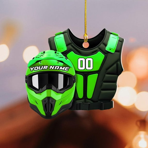 Personalized Dirt Bike Acrylic Ornament, Dirt Bike Christmas Ornament 2025, Dirt Bike Player Ornament, Dirt Bike Tree Decor, Motocross Dirt Biker Ornaments for Christmas Tree (Style 8) - 3604 (Green)