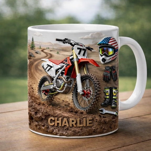 Personalized Dirt Bike Mug, Custom Motocross Gift, Dirt Bike Rider Mug, Motocross Lover Gift for Him, Racing Bike Cup, Off Road Gift