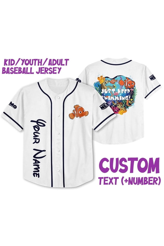 Personalized Disney Finding Nemo Swimming Baseball Jersey - Wondermento
