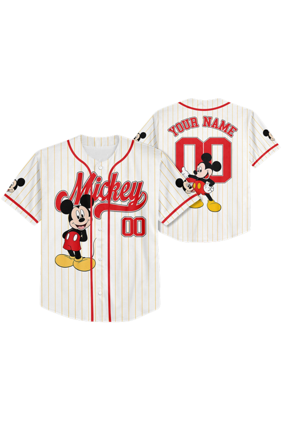 Personalized Disney Mickey Mouse Baseball Jersey, Custom Mickey And Friends Jersey Shirt, Disneyland Baseball Team Outfit, Birthday Gift