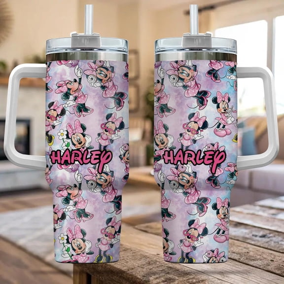 Personalized Disney Minnie Cup 40oz, Custom Laser Engraved Tumbler with Name, Gift for Him or Her