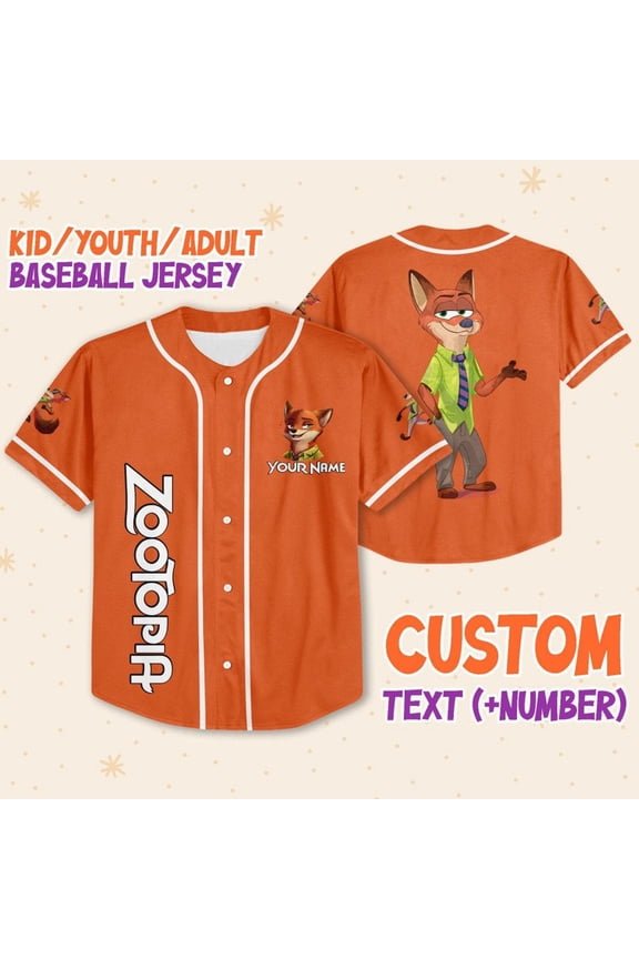 Personalized Disney Zootopia Nick Wilde Baseball Jersey - Wondermento