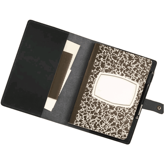 Personalized Distressed Leather Composition Notebook Cover; Distressed black, 307C - Distressed Black$$Office