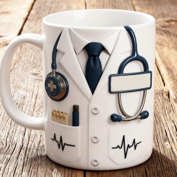 Personalized Doctor 3D Mug, Graduation & Thank You Design, Decorative Coffee Cup For Medical Student Surgery Staff Daily Use (Black)