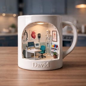 Personalized Doctor Mug Gift, Custom Name Medical Office Coffee Cup, Anatomy Clinic Design, Gift for Doctor Him Her