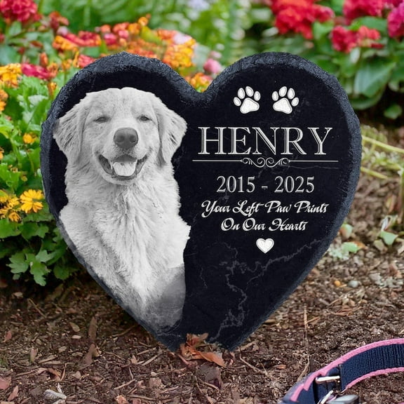 Personalized Dog & Cat Memorial Headstone – Pet Memorial Stone for Garden, Pet Cemetery Marker with Photo, Sympathy Gift & Pet Grave Marker for Dog & Cat Loss