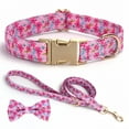 thumbnail image 1 of Personalized Dog Collar & Leash Set with Bow - Customizable, Anti-Loss Floral Print, Secure Metal Buckle for Small, Medium, Large Dogs, 1 of 9