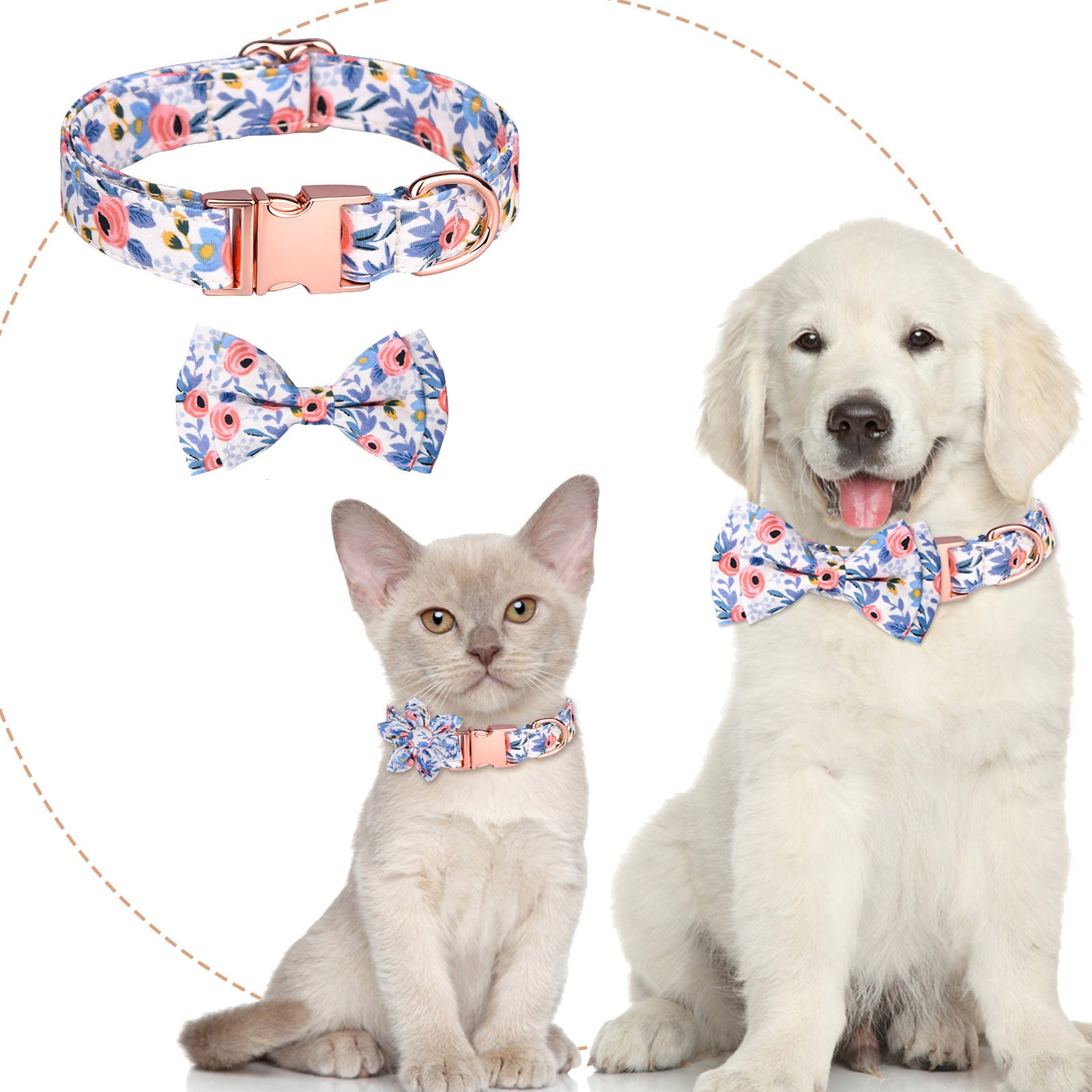 Personalized Dog Collars With Bow Tie Cotton Girls Dog Collar With
