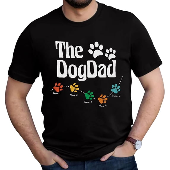 Personalized Dog Dad Shirts for Men, Best Dog Dad Ever Tshirt Gifts Fathers Day, Custom Funny Dogfather T-Shirt (TS17) (4XL)
