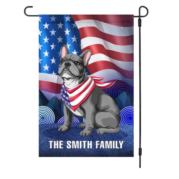 Personalized Dog Garden Flag, Valiant USA Flag Pattern, Custom Pet Name Patriotic American Heritage Decor