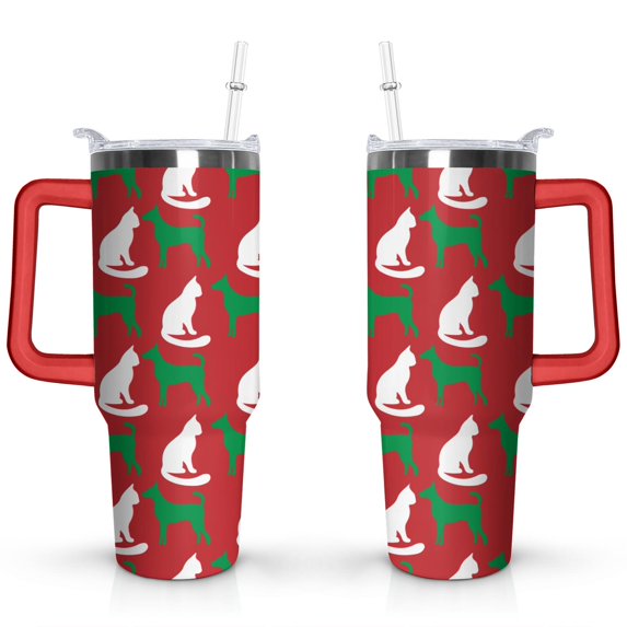 Personalized Dog Lover Gift Idea - 40oz Insulated Tumbler with Straw for Women - Non-Slip Handle Coffee Travel Cup