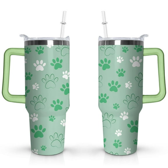 Personalized Dog Lover Gift Idea - 40oz Insulated Tumbler with Straw for Women - Non-Slip Handle Coffee Travel Cup