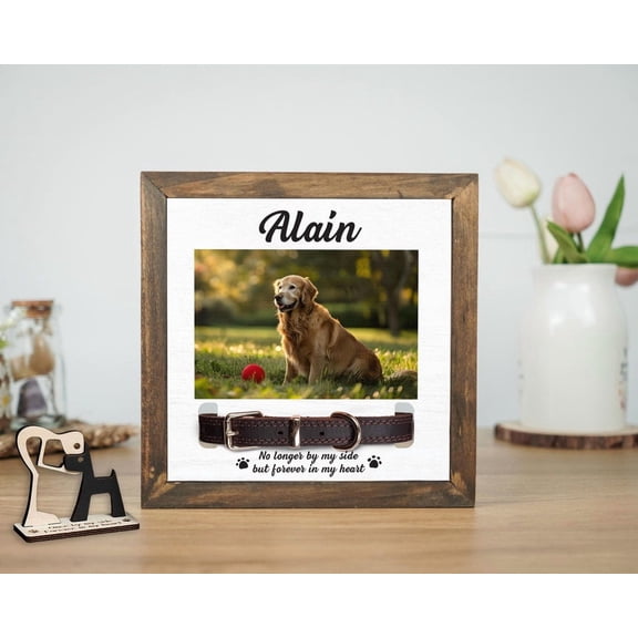 Personalized Dog Memorial Frame with Collar Holder, Pet Loss Sympathy Gift, Custom Pet Photo Frame, Cat Memorial Keepsake, Pet Collar Holder