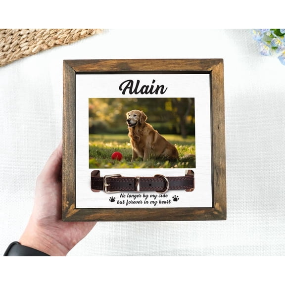 Personalized Dog Memorial Frame with Photo, Custom Pet Collar Holder, Pet Loss Gift, Dog & Cat Memorial Frame, Pet Sympathy, Pet Collar Frame