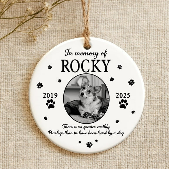 Personalized Dog Memorial Ornament, Custom Pet Photo Ceramic Keepsake, In Loving Memory Pet Remembrance Gift, Pet Lover Gift